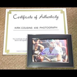 Kirk Cousins signed framed 4x6 autograph photo msu